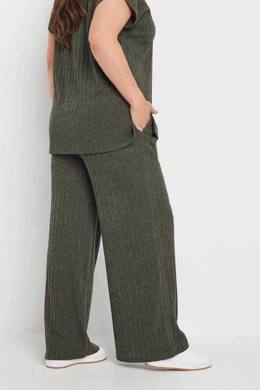 Evans YOURS Curve Khaki Green Knitted Wide Leg Trousers