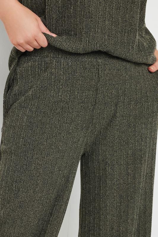 Evans YOURS Curve Khaki Green Knitted Wide Leg Trousers