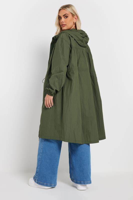 Evans YOURS Curve Khaki Green Lightweight Longline Parka Jacket