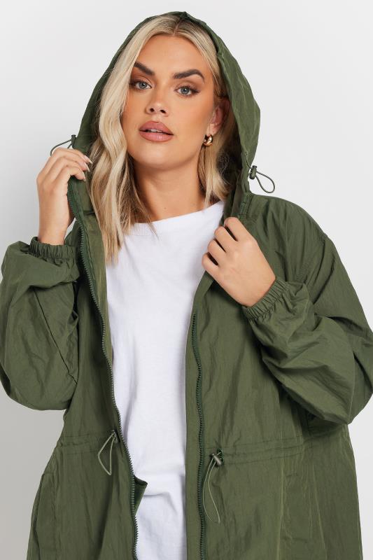 Evans YOURS Curve Khaki Green Lightweight Longline Parka Jacket