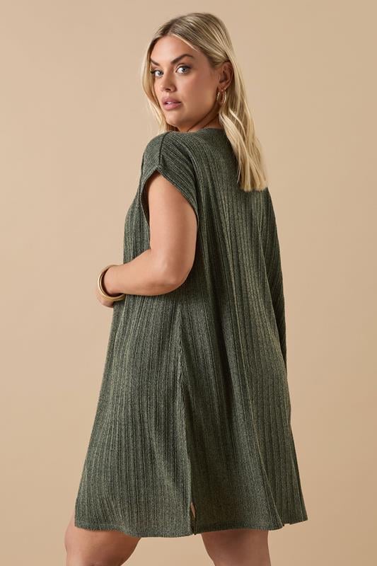 Evans YOURS Curve Khaki Green Ribbed Jersey Cardigan