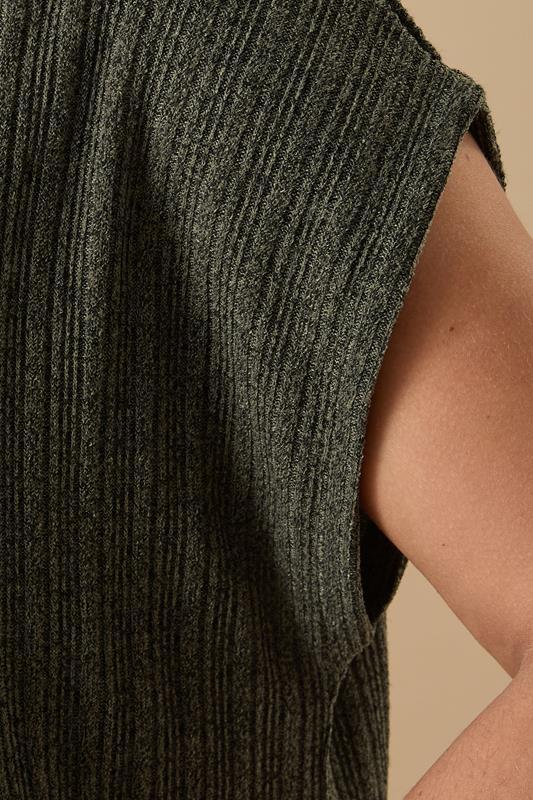 Evans YOURS Curve Khaki Green Ribbed Jersey Cardigan