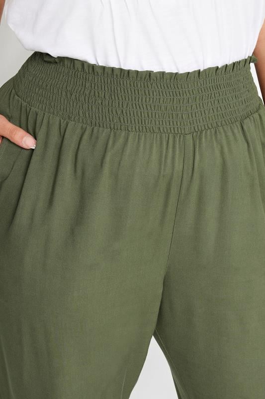 Evans YOURS Curve Khaki Green Shirred Harem Trousers