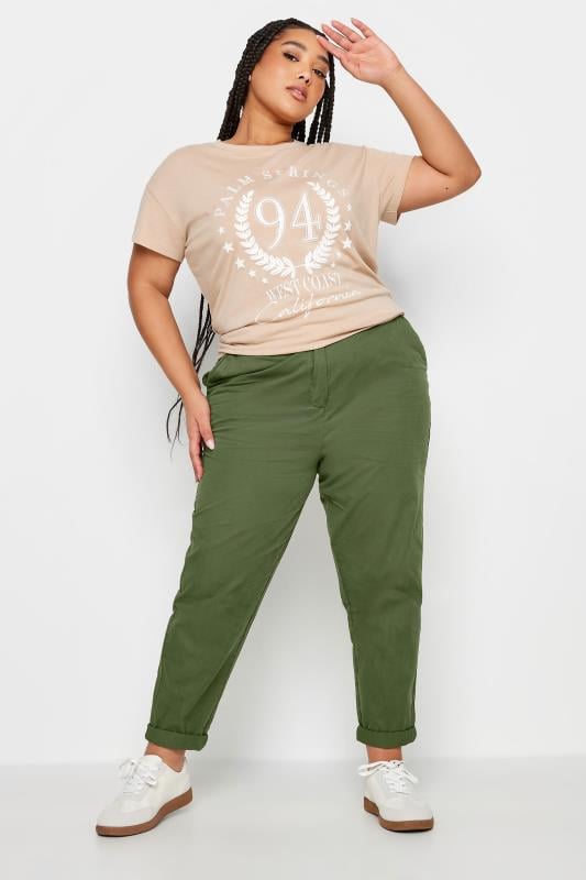 Evans YOURS Curve Khaki Green Straight Leg Chino Trousers