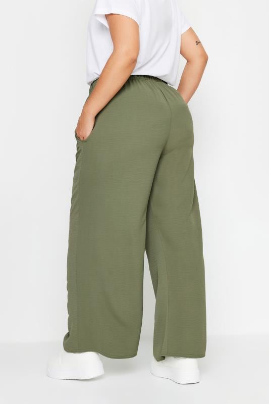 Evans YOURS Curve Khaki Green Twill Wide Leg Trousers