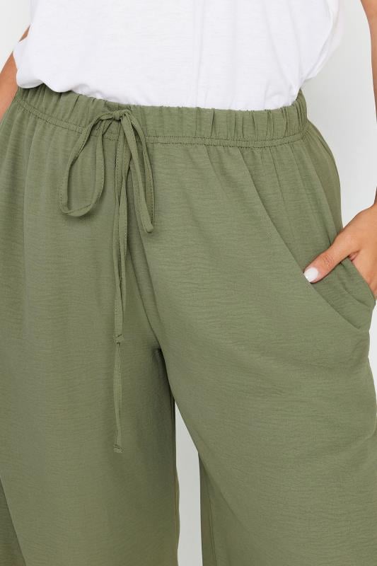 Evans YOURS Curve Khaki Green Twill Wide Leg Trousers