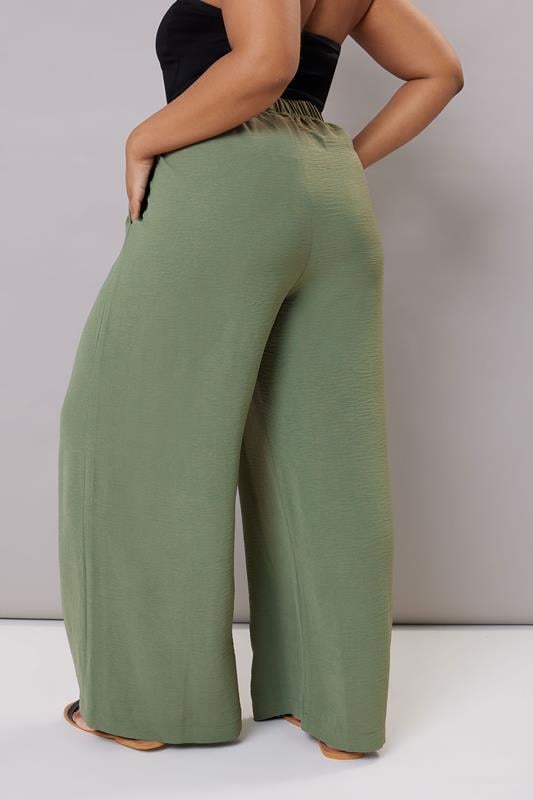 Evans YOURS Curve Khaki Green Twill Wide Leg Trousers