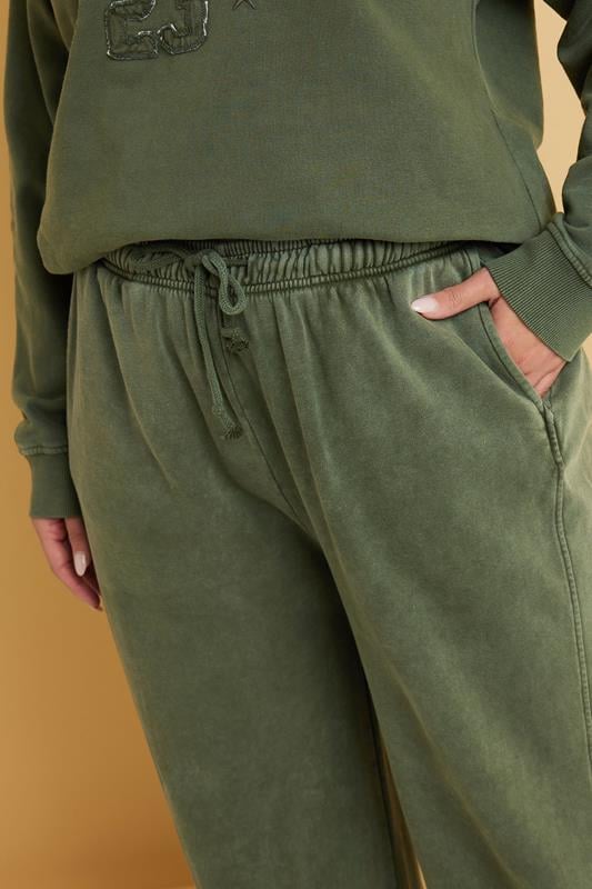 Evans YOURS Curve Khaki Green Washed Wide Leg Joggers