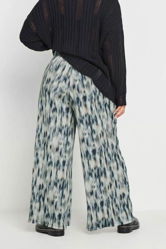 Evans YOURS Curve Light Blue Abstract Print Wide Leg Trousers