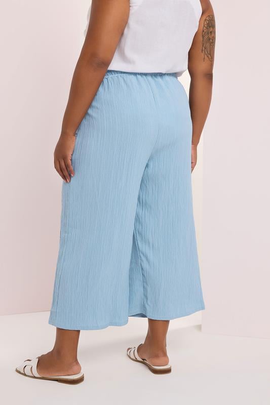 Evans YOURS Curve Light Blue Crinkle Midaxi Culottes
