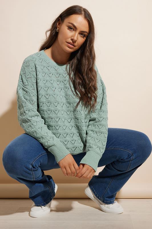 Evans YOURS Curve Light Blue Crochet Chenille Jumper