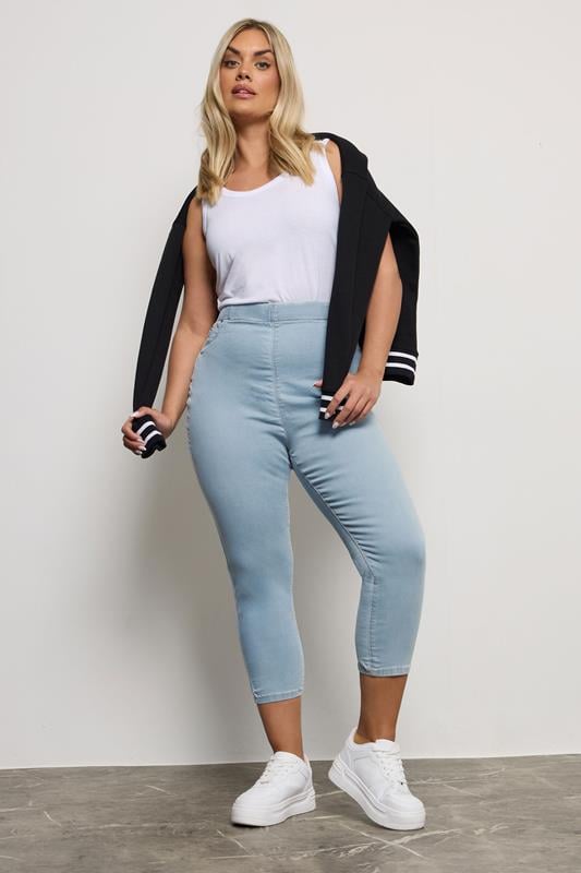 Evans YOURS Curve Light Blue Cropped Stretch JENNY Jeggings