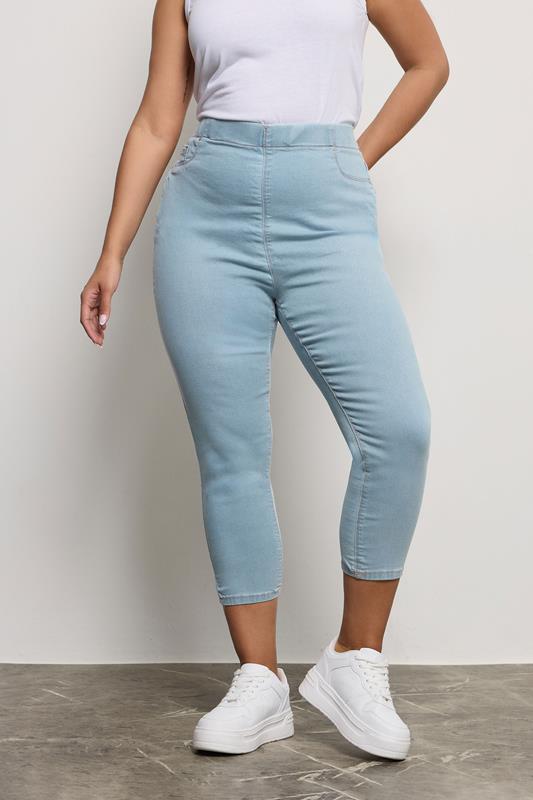 evans YOURS Curve Light Blue Cropped Stretch JENNY Jeggings