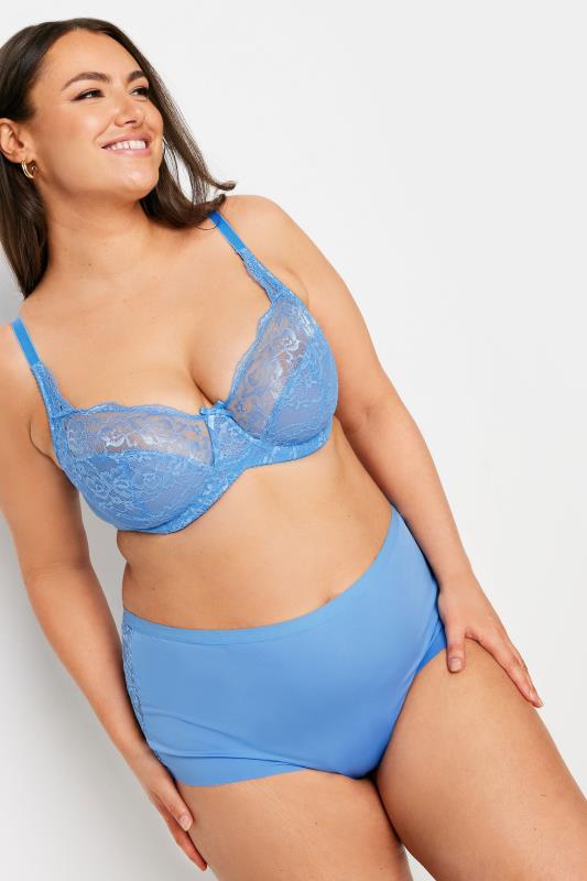 Evans YOURS Curve Light Blue Lace Non-Padded Underwired Bra