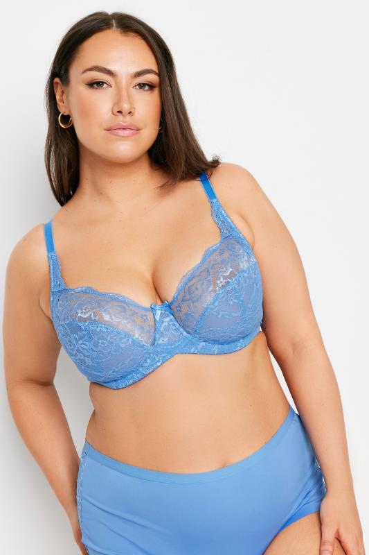 evans YOURS Curve Light Blue Lace Non-Padded Underwired Bra