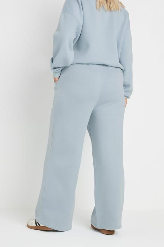 Evans YOURS Curve Light Blue Slogan Wide Leg Joggers