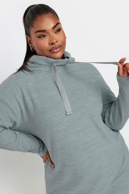 Evans YOURS Curve Light Blue Soft Touch Drawstring Hoodie Dress