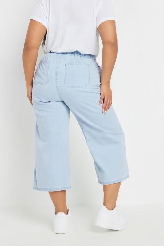 Evans YOURS Curve Light Blue Wide Leg Cropped Denim Jeans