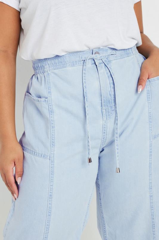 Evans YOURS Curve Light Blue Wide Leg Cropped Denim Jeans