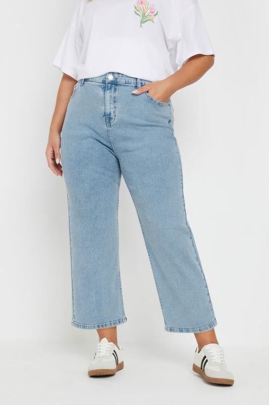Evans YOURS Curve Light Blue Wide Leg Cropped Jeans