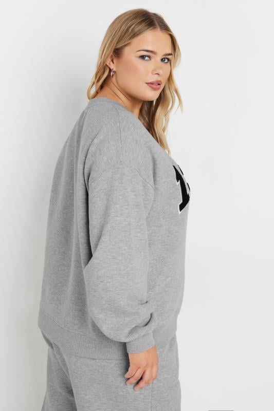 Evans YOURS Curve Light Grey '1980' Slogan Sweatshirt