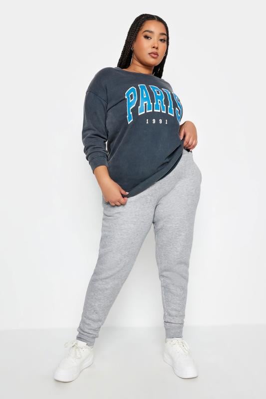 Evans YOURS Curve Light Grey Cuffed Stretch Joggers