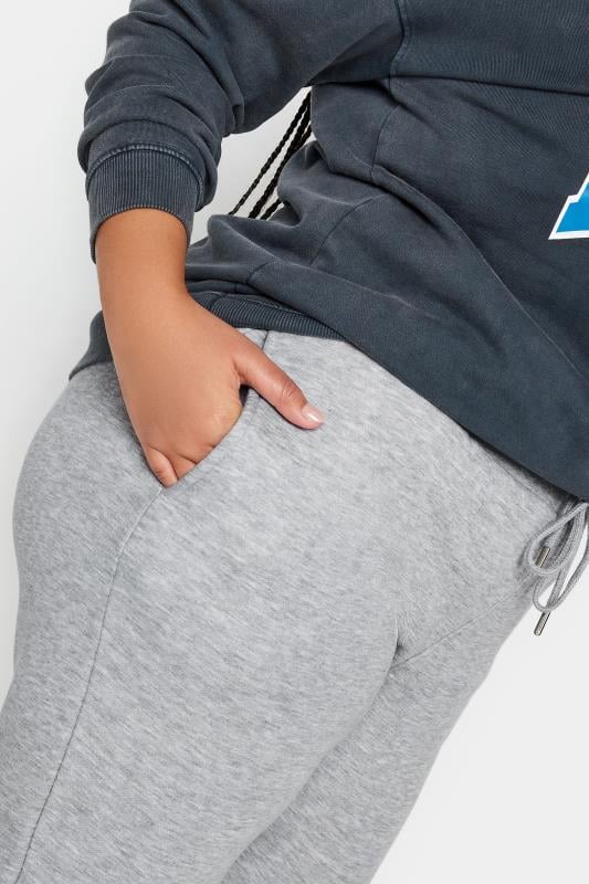 Evans YOURS Curve Light Grey Cuffed Stretch Joggers