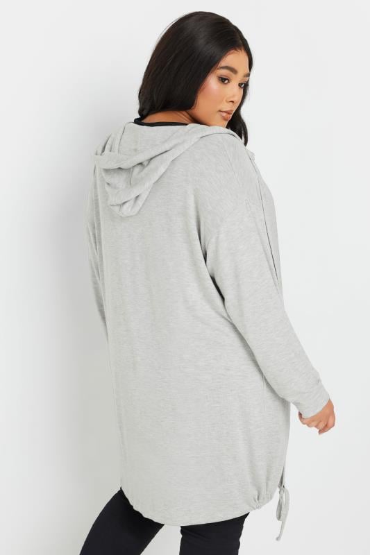 Evans YOURS Curve Light Grey Longline Hooded Cardigan