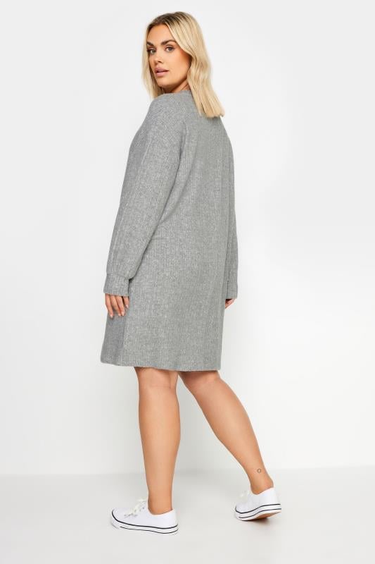 Evans YOURS Curve Light Grey Soft Touch Ribbed Jumper Dress