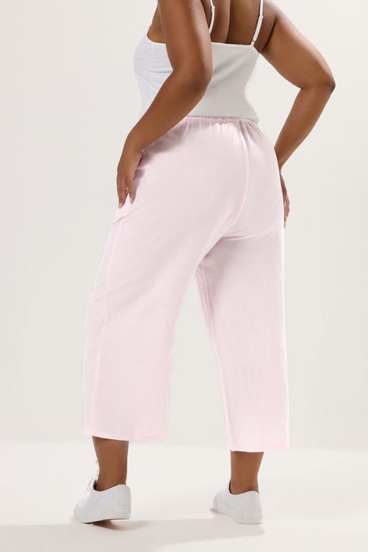 Evans YOURS Curve Light Pink Wide Leg Linen Culottes