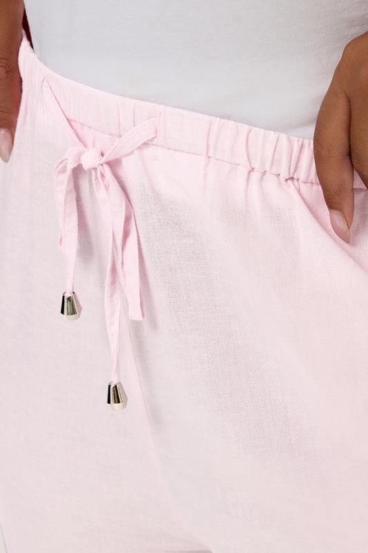 Evans YOURS Curve Light Pink Wide Leg Linen Culottes