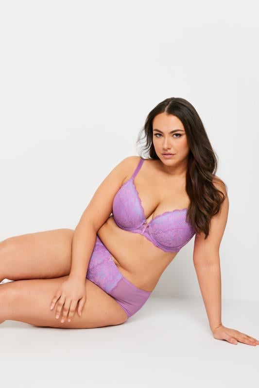 Evans YOURS Curve Lilac Purple Lace Detail Padded Bra