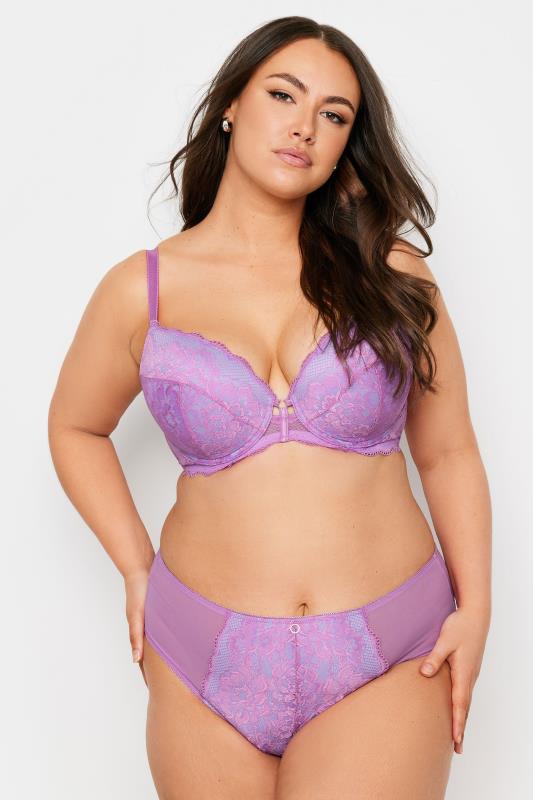 evans YOURS Curve Lilac Purple Lace Detail Padded Bra