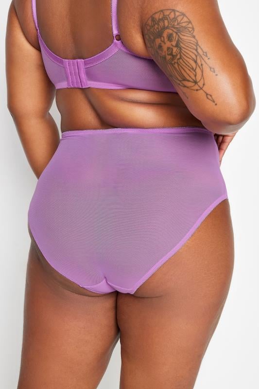 Evans YOURS Curve Lilac Purple Lace High Waisted Full Briefs