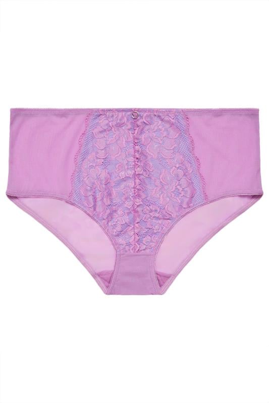 Evans YOURS Curve Lilac Purple Lace High Waisted Full Briefs