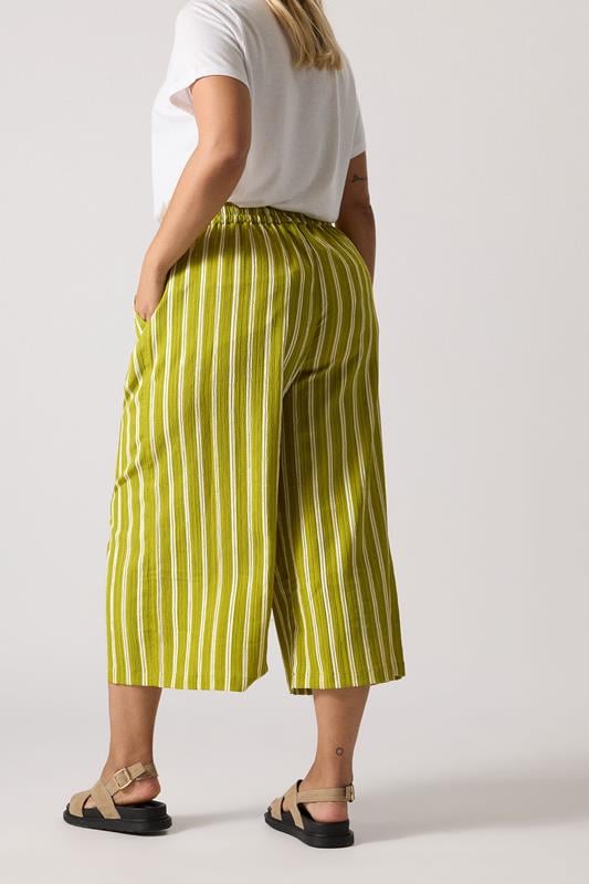 Evans YOURS Curve Lime Green Stripe Midaxi Culottes