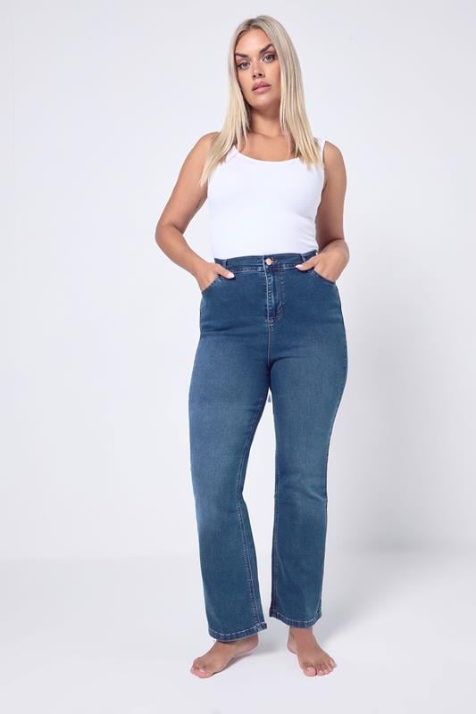 evans YOURS Curve Mid Blue Bootcut Stretch ISLA Jeans