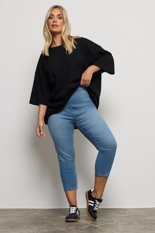 Evans YOURS Curve Mid Blue Cropped Stretch JENNY Jeggings