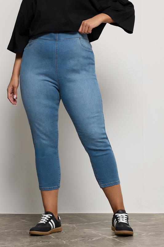 evans YOURS Curve Mid Blue Cropped Stretch JENNY Jeggings