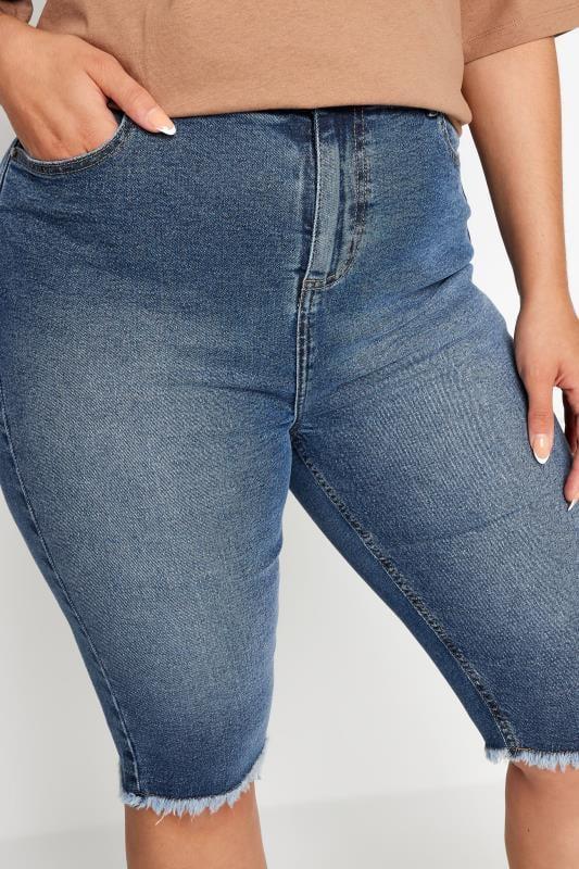 Evans YOURS Curve Mid Blue Denim Stretch AVA Cycling Shorts