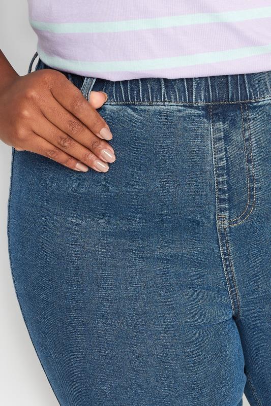 Evans YOURS Curve Mid Blue Pull On Stretch Denim Cycling Shorts
