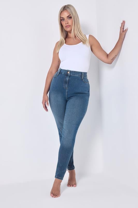 Evans YOURS Curve Mid Blue Skinny Stretch AVA Jeans