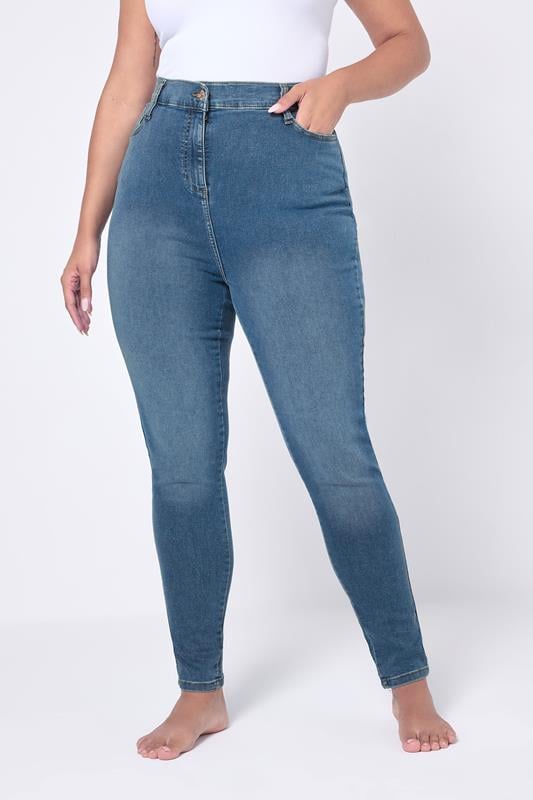 evans YOURS Curve Mid Blue Skinny Stretch AVA Jeans