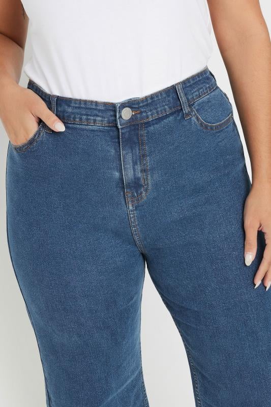 Evans YOURS Curve Mid Blue Wide Leg Cropped Denim Jeans