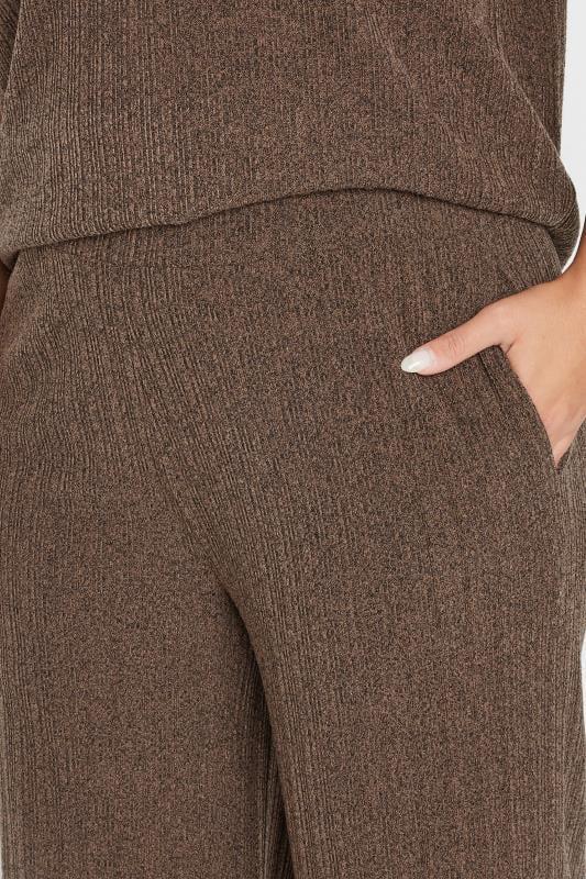 Evans YOURS Curve Mocha Brown Knitted Wide Leg Trousers
