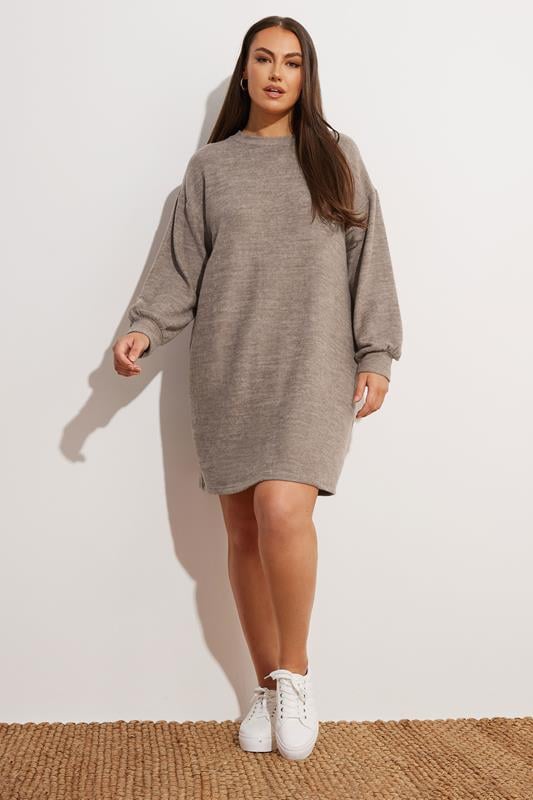Evans YOURS Curve Mocha Brown Soft Touch Jumper Dress