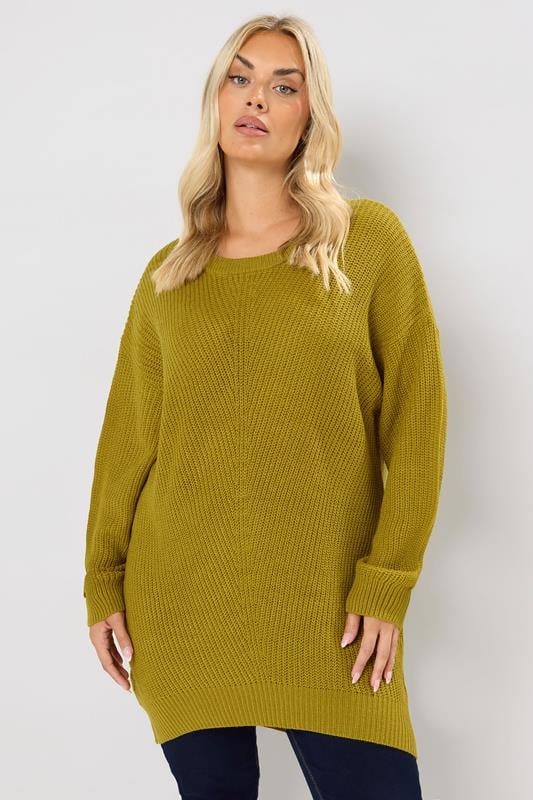 evans YOURS Curve Moss Green Essential Knitted Jumper