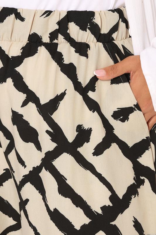 Evans YOURS Curve Natural Brown Abstract Print Wide Leg Trousers