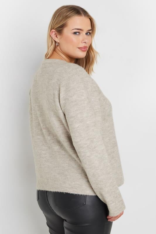 Evans YOURS Curve Natural Brown Button Through Cardigan