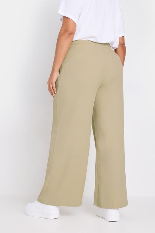 Evans YOURS Curve Natural Brown Contrast Waist Wide Leg Trousers